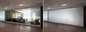 Dimming glass partition