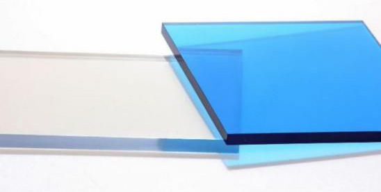 Blue coated glass